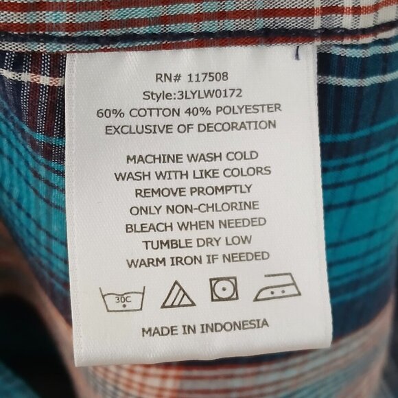 Vintage Western Levi's Double Pocket Plaid Marbled Snap Button Shirt Size XXL - Picture 9 of 9